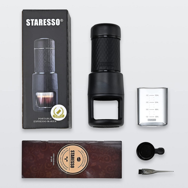 STARESSO - Máquina portátil manual de café espresso, con espuma espesa y  gruesa, minicafetera para cápsulas de café molido y Nespresso, para viajes